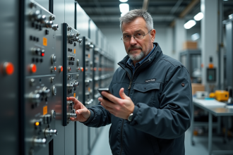 Ingénieur homme en travail dans une usine moderne
