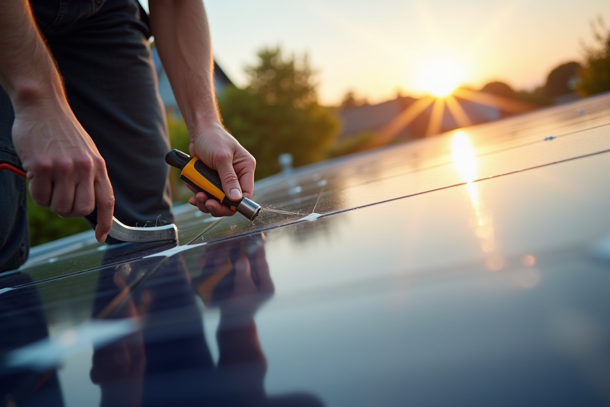 Installation de panneaux solaires par un professionnel sur le toit