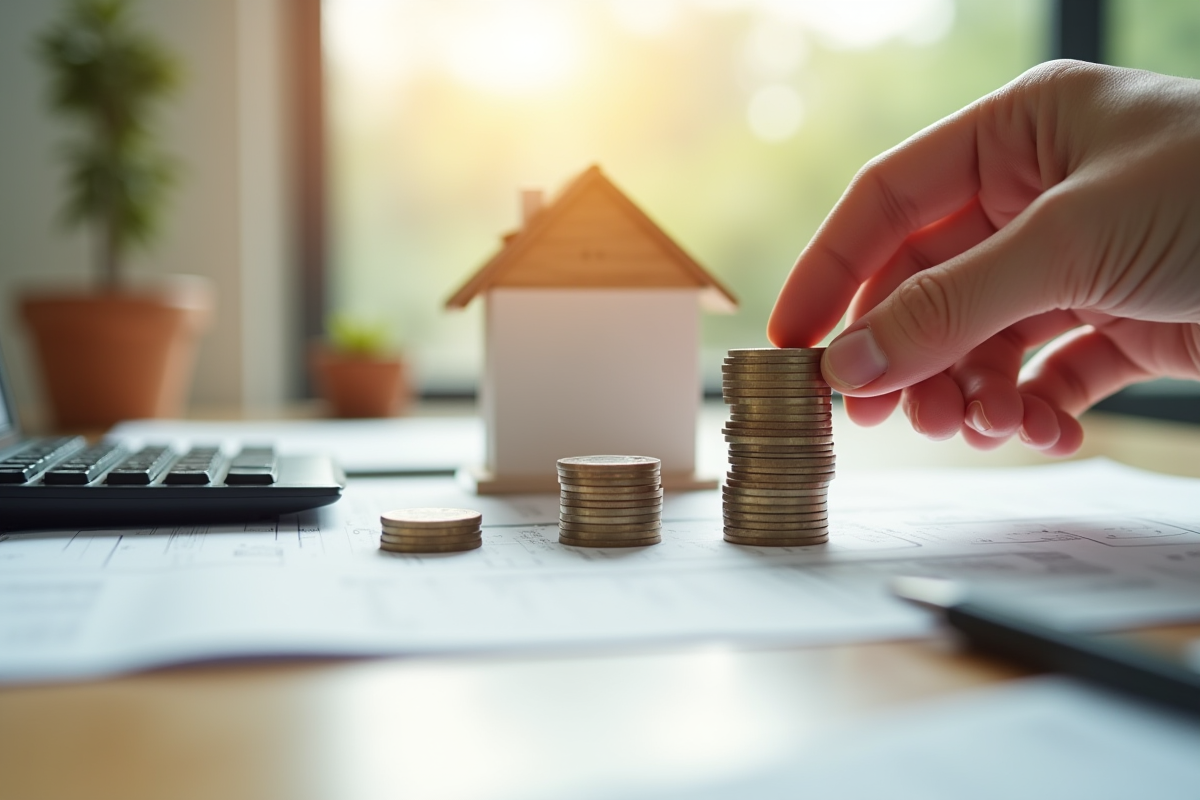 Main empilant des pièces près d