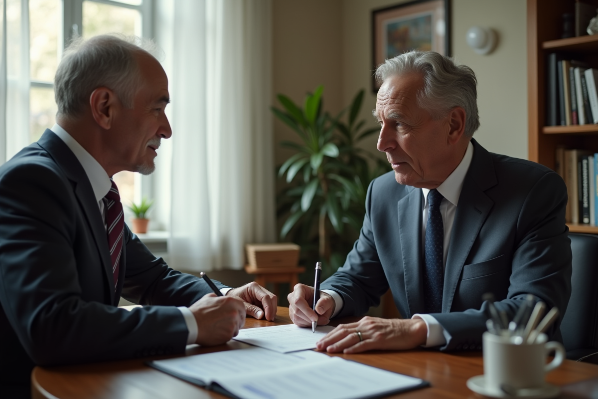 Signature de documents dans un bureau lumineux et organisé